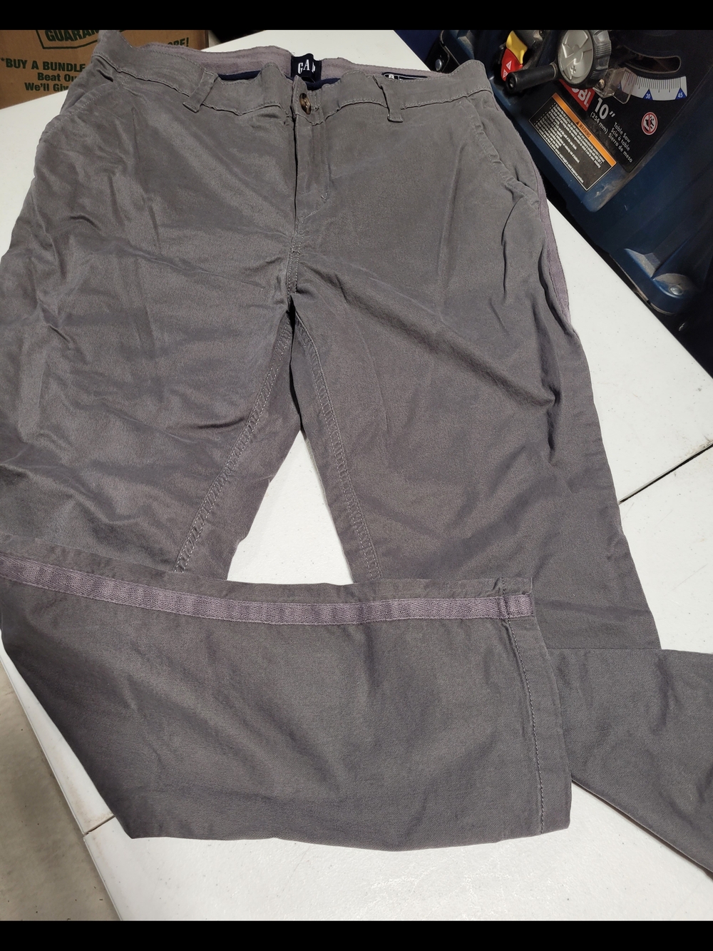 Women's Casual Gray Chinos - Classic Straight Fit - Picture 1 of 5